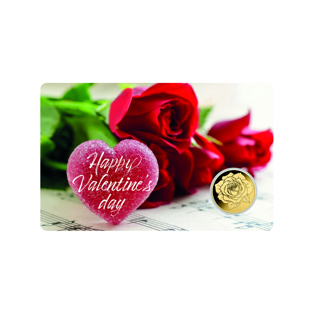 Valentines Day Coin Card 999/1000 1/1000oz - Gold Gift