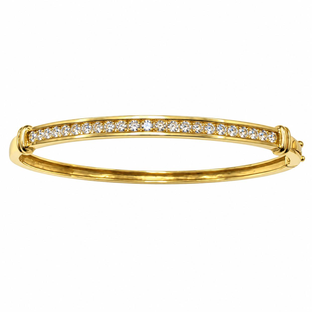 9ct Gold Hinged Bracelet Row Of Channel Set Brilliant Stones 11.4g Approx Preowned