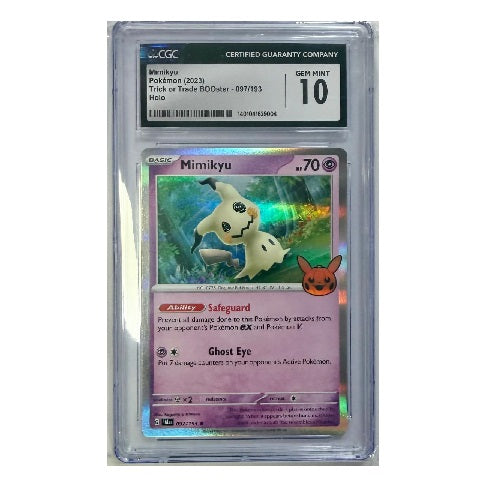 Mimikyu Pokemon Card Value Trick Or Trade 2023 Pokemon Trick Or Treat  Mimikyu 097/193 CGC Gem Mint 10 Preowned  Cash at Maxx Pokemon Trading Card  Game Trick or Trade BOOster bundle Broke Robot Toys