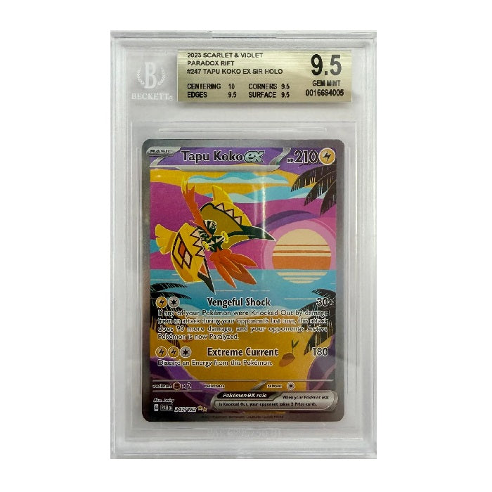 2023 Pokemon Paradox Rift Tapu Koko Ex 247 Beckett Gem Mint 9.5 Preowned