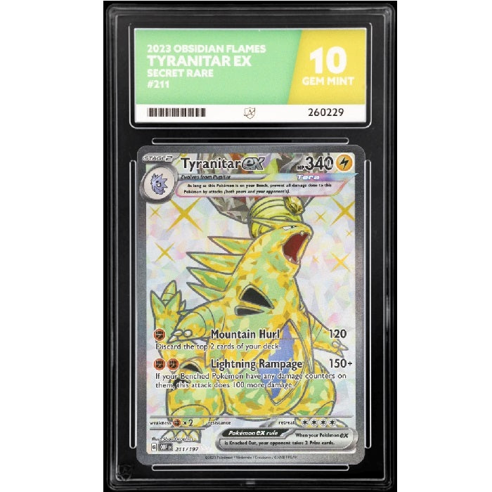2023 Pokemon Obsidian Flames Tyranitar Ex 211/197 ACE 10 Gem Mint Preowned