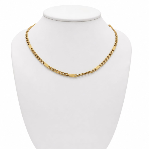 9ct Gold Flattened Curb-Style Necklace Approx 50.5g Preowned