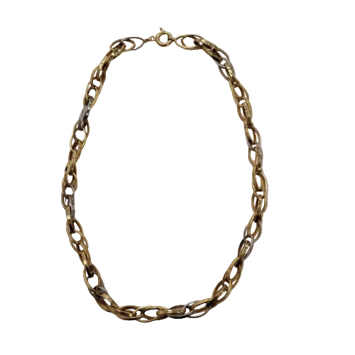 Two Tone 14ct Gold Yellow and White Fancy Link Chain Approx 20g Preowned