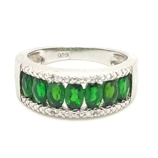925 Silver Green Band Ring N 4.2g Preowned