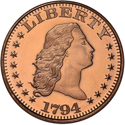 1 oz Copper Round Flowing Hair Dollar