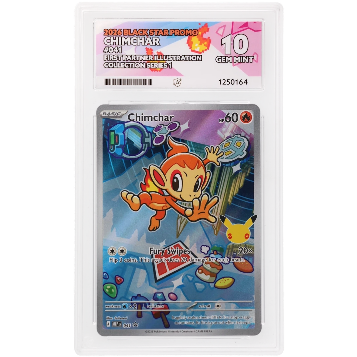 2026 Black Star Promo Chimchar First Partner Illustration 041 ACE GEM Mint 10 Preowned