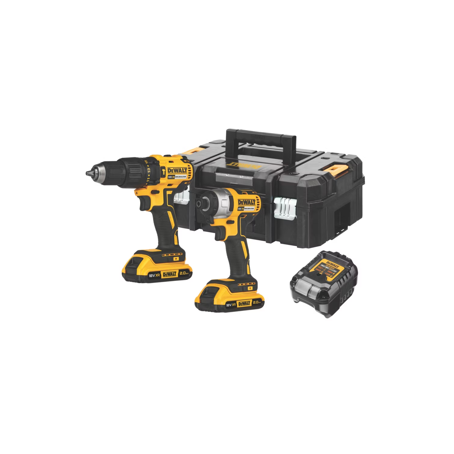 DEWALT DCK2060D2T-SFGB 18V 2 x 2.0Ah Li-Ion XR Brushless Cordless Combi Drill and Impact Driver Twin Pack Grade B Preowned Collection Only