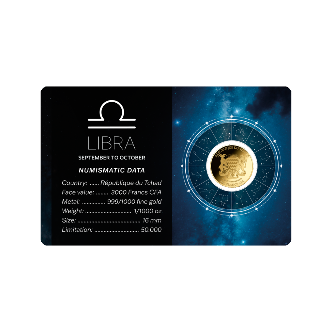 Zodiac Libra Coin Card 999/1000 1/1000oz - Gold Gift