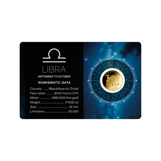 Zodiac Libra Coin Card 999/1000 1/1000oz - Gold Gift