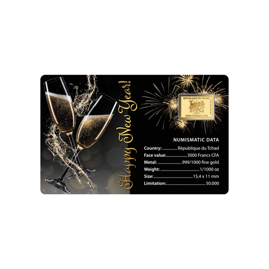 Happy New Year Coin Card - Gold Gift