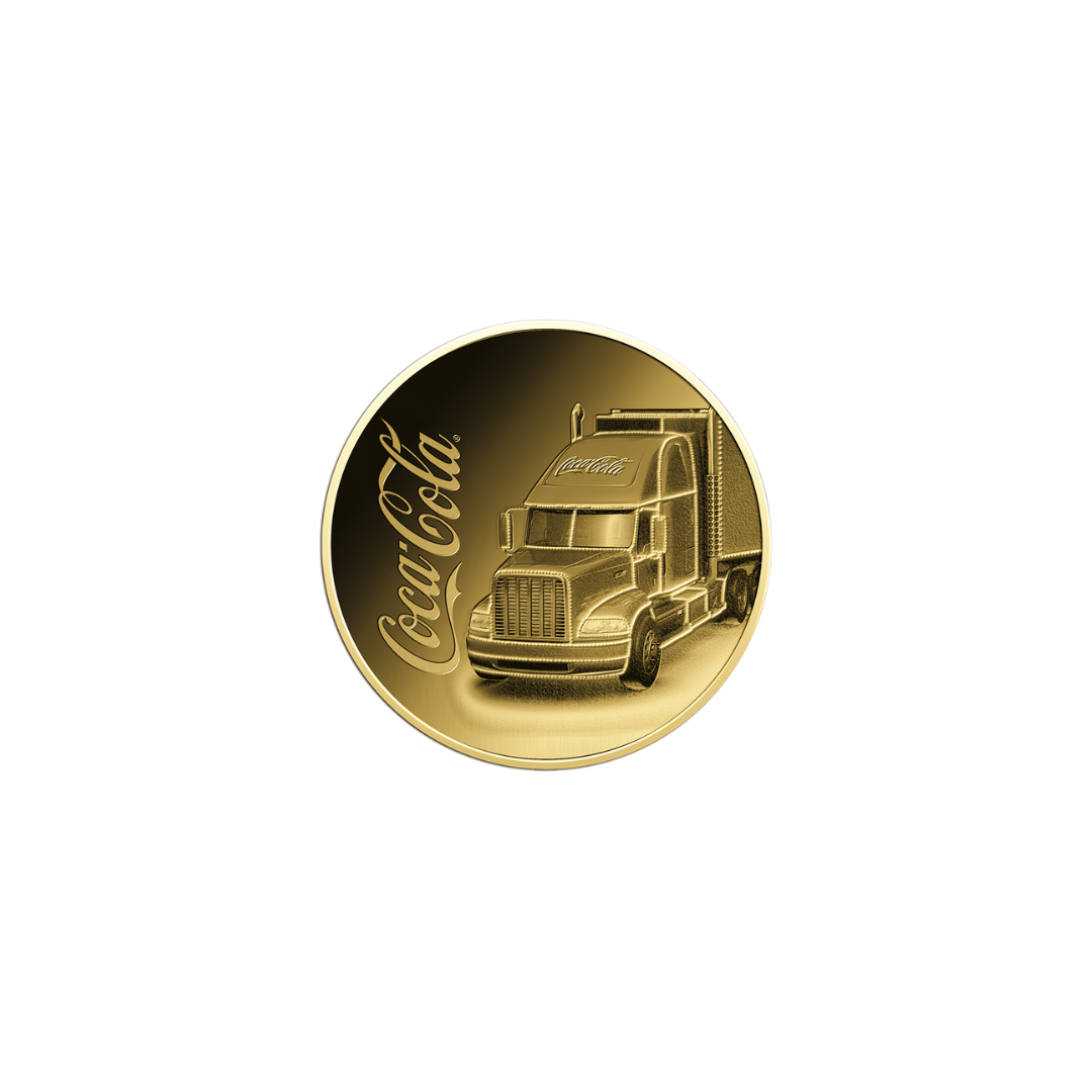 Coca Cola Santa Truck Coin Card - Gold Gift