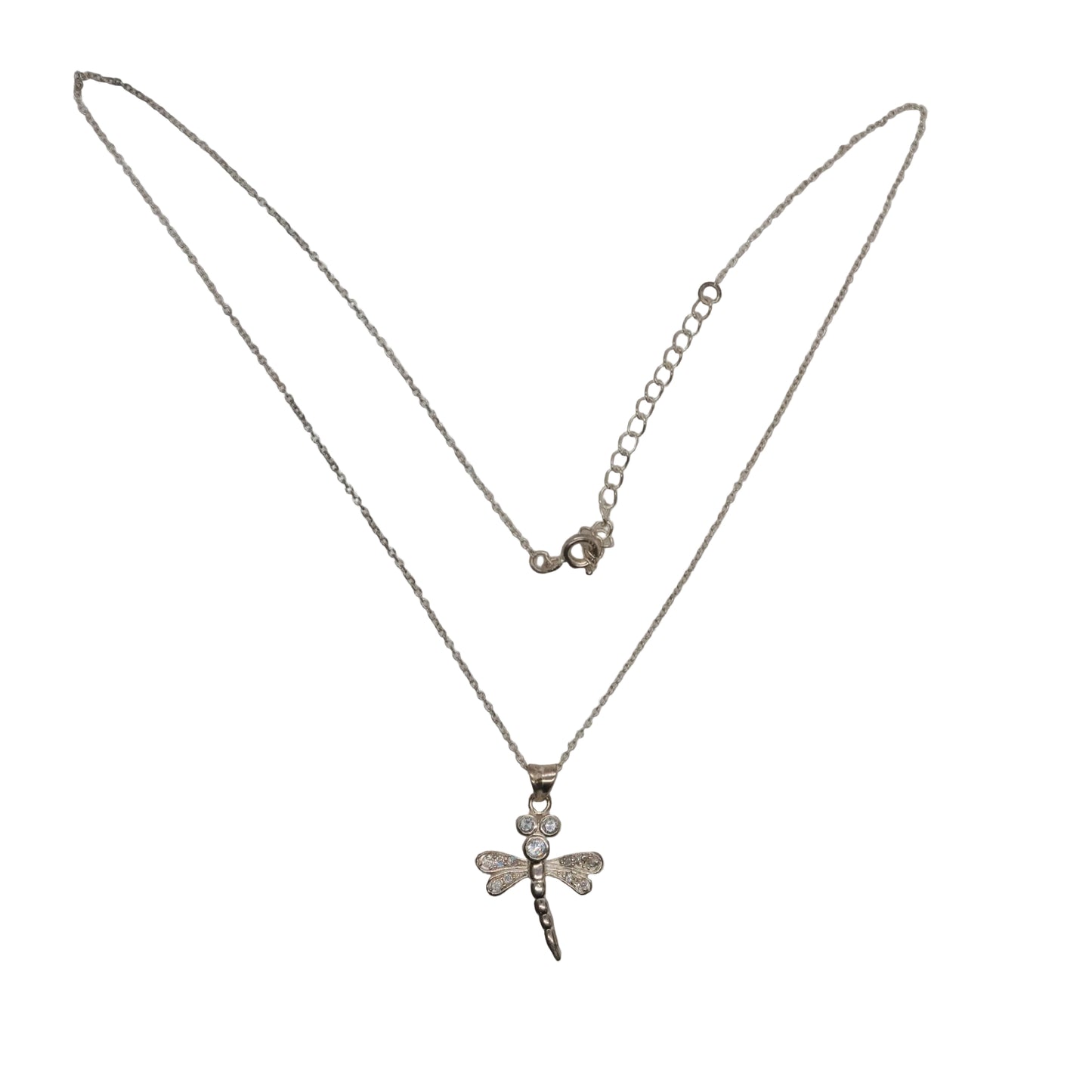 925 Silver Chain With Dragonfly Pendant 3.4g Approx Preowned