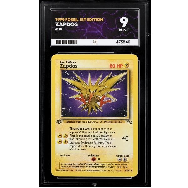 1999 Pokemon Fossil 1st Edition Zapdos 30/62 ACE Mint 9 Preowned