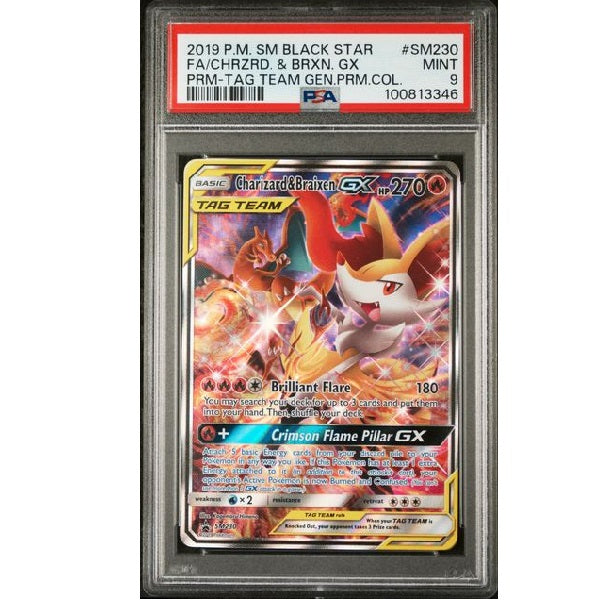 2019 Pokemon Tag Team Charizard & Braixen SM230 PSA Mint 9 Preowned