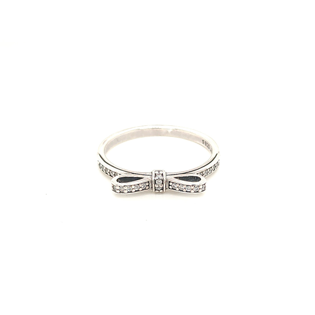 Pandora silver bow on sale ring