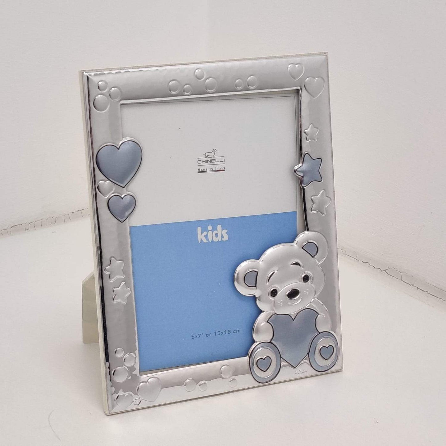 Chinelli Medium Blue Hearts and Stars Photo Frame 5x7 Inch Or 13x18cm