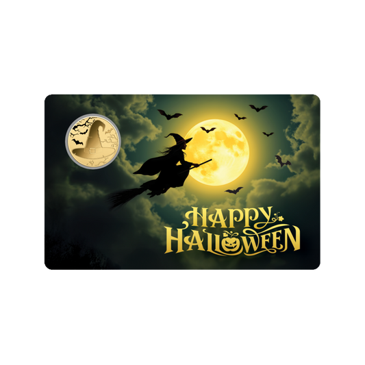 Halloween Witch Coin Card 999/1000 1/1000oz - Gold Gift