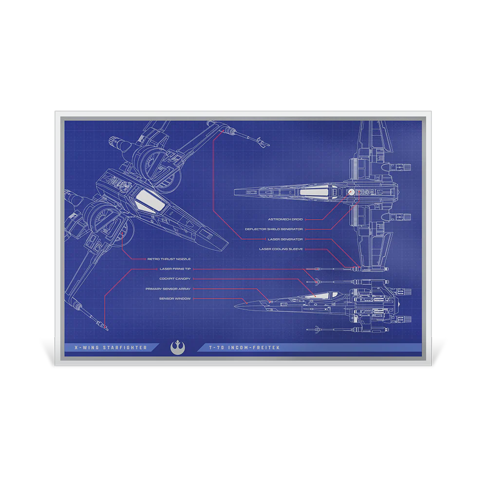 Star Wars Blueprint Series - 6 X-Wing Blueprint 1oz Silver Foil