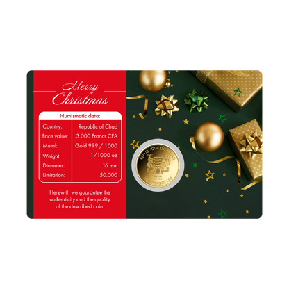Coca Cola Santa Coin Card 999/1000 1/1000oz - Gold Gift