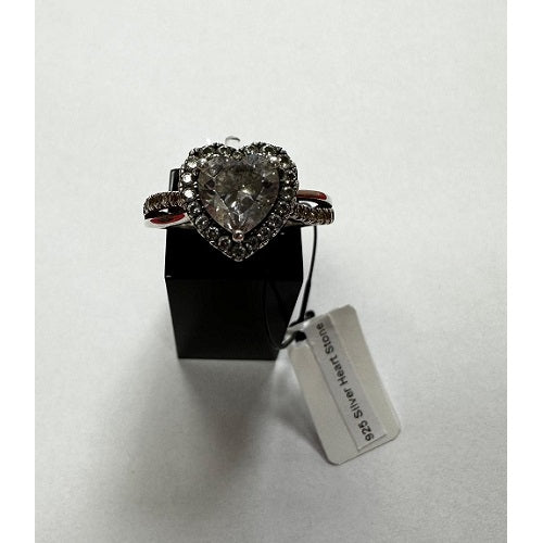 925 Silver Heart Stone Ring 4g Size U Preowned