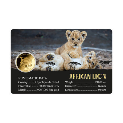 American Lion Coin Card 999/1000 1/1000oz - Gold Gift Preowned