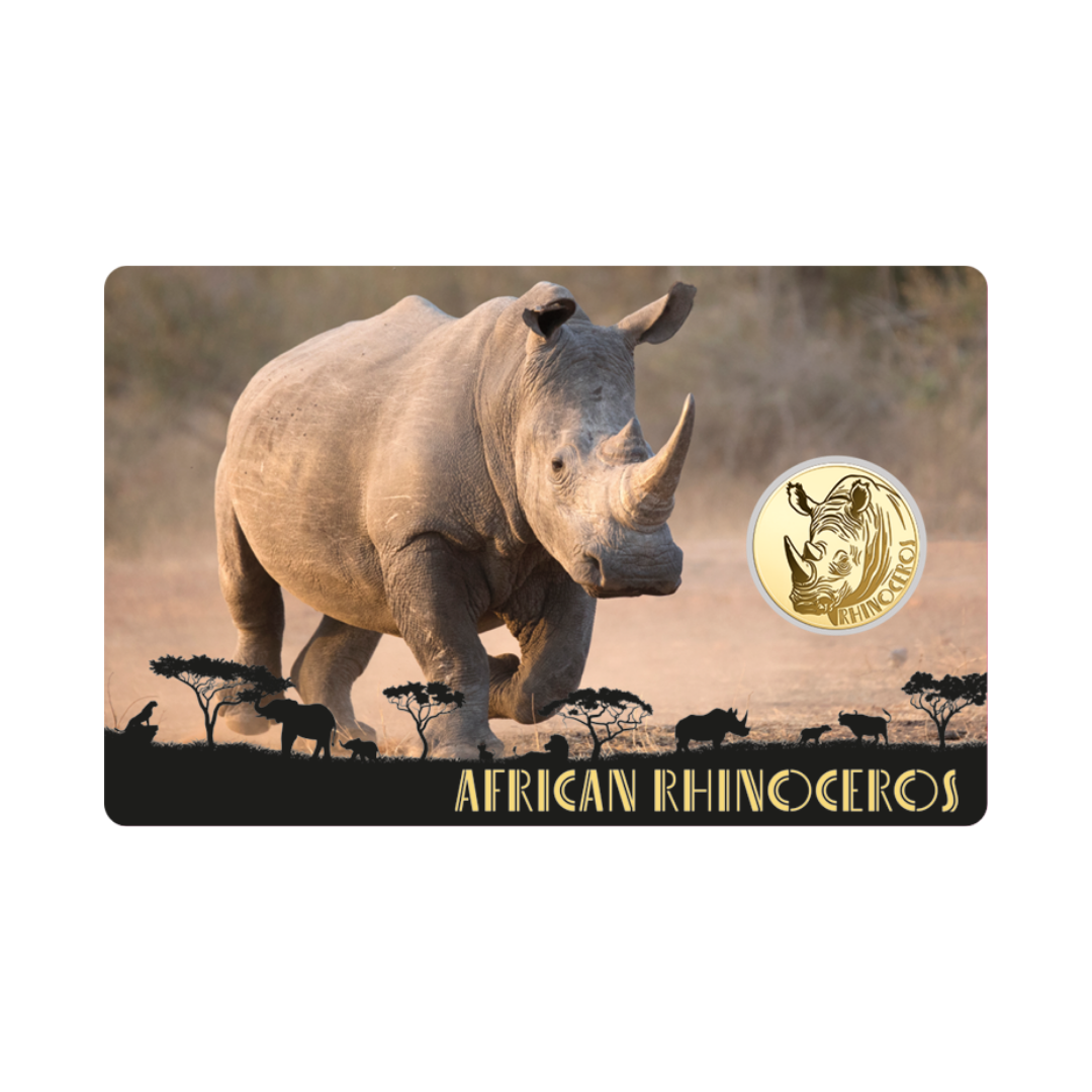 American Rhinoceros Coin Card 999/1000 1/1000oz - Gold Gift Preowned