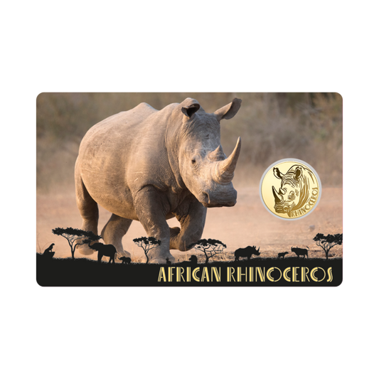 American Rhinoceros Coin Card 999/1000 1/1000oz - Gold Gift Preowned