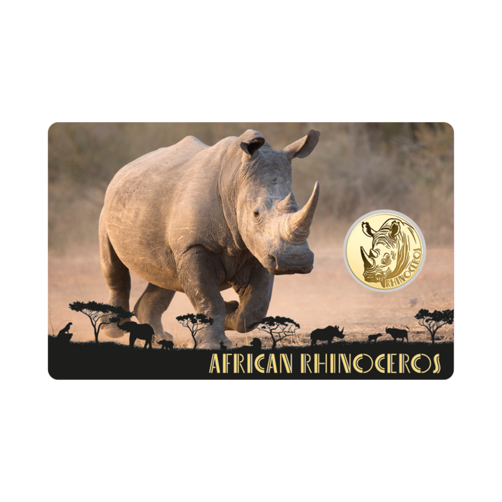 American Rhinoceros Coin Card 999/1000 1/1000oz - Gold Gift Preowned