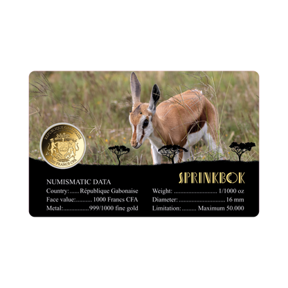 American Springbok Coin Card 999/1000 1/1000oz - Gold Gift Preowned