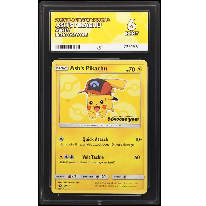 2017 Pokemon Black Star Promo Ash's Pikachu SM111 ACE 6 EX-MT Preowned