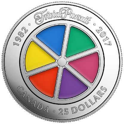 2017 $25 Piedfort 35th Anniversary Of Trivial Pursuit Silver 999. 1oz Coin Preowned