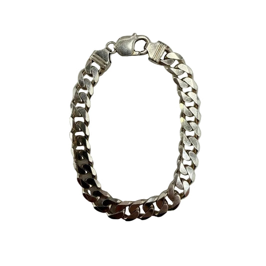 925 Silver Curb Bracelet 8.5" Approx 31.5g Preowned