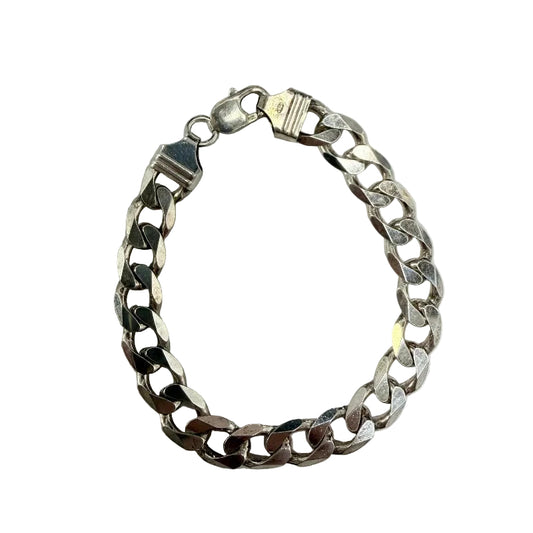925 Silver Curb Bracelet 9" Approx 32.3g Preowned