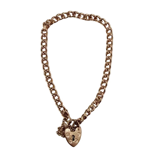 9ct Gold Padlock Charm Bracelet 8" Approx 9.7g Preowned