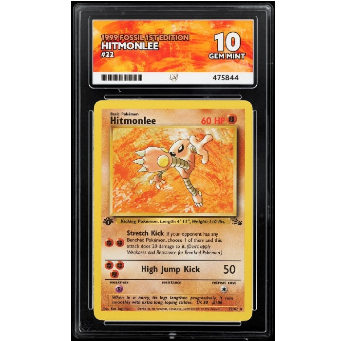 1999 Pokemon Fossil 1st Edition Hitmonlee 22/62 ACE 10 Gem Mint Preowned