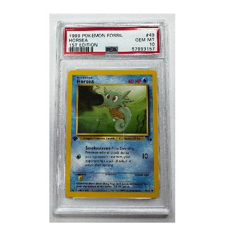 1999 Pokemon Fossil 1st Edition Horsea 49/62 PSA Gem Mint 10 Preowned