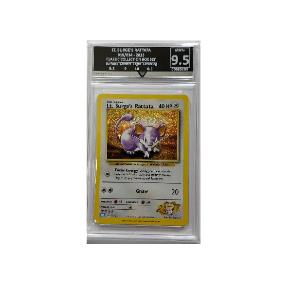 2023 Pokemon Classic Collection LT. Surge's Rattata 015/034 Get Graded Mint + 9.5 Preowned