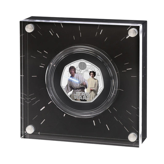 Star Wars Luke Skywalker & Leia 2023 UK 50p Brilliant Uncirculated Colour 925 Coin