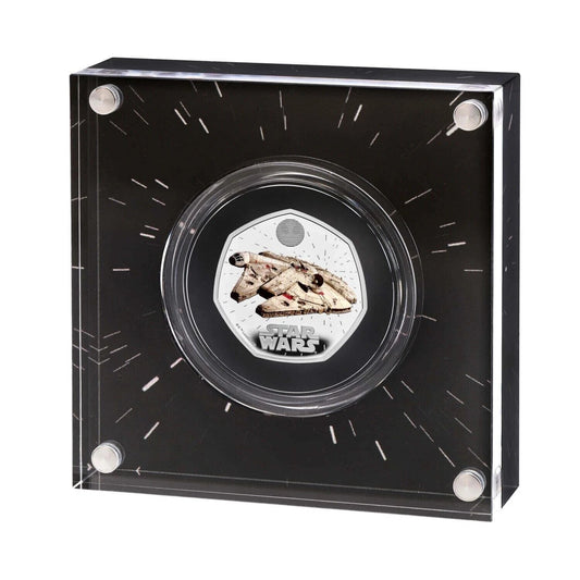 Star Wars Millenium Falcon 2024 UK 50p Brilliant Uncirculated Colour 925 Coin