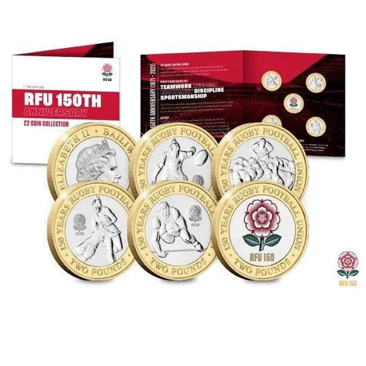 The Rugby Football Union 150th Anniversary Silver £2 Five Coin Set 925