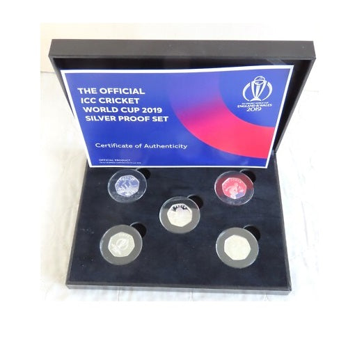 The Official ICC Cricket World Cup 2019 Five Coin Silver Proof Set 925 Silver