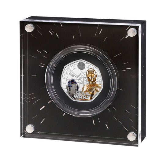 Star Wars R2-D2 & 3-CPO 2023 UK 50p Brilliant Uncirculated Colour 925 Coin