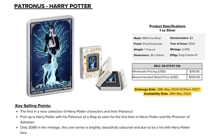 Warner - Patronus: Harry Potter 1oz Silver Coin
