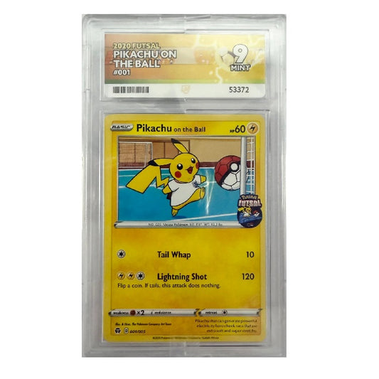 2020 Pokemon Futsal Pikachu On Ball 001/005 ACE Mint 9 Preowned