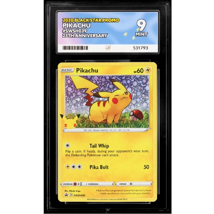 2020 Pokemon 25th Anniversary Pikachu SWSH039 ACE 9 Mint Preowned