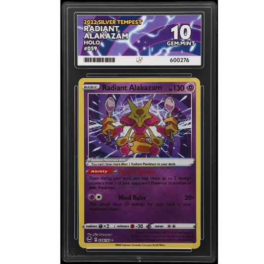 2022 Pokemon Silver Tempest Radiant Alakazam 059/195 ACE 10 Gem Mint Preowned