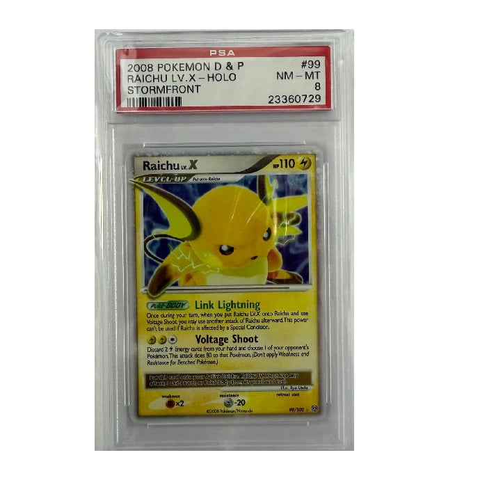 2008 Pokemon Stormfront Raichu LV.X Holo 99/100 PSA 8 NM-MT Preowned