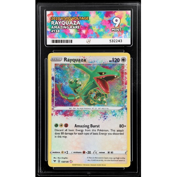 2020 Pokemon Vivid Voltage Rayquaza 138/185 ACE 9 Mint Preowned