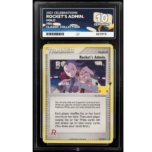 2021 Pokemon Celebrations Anniversary Rockets Admin 86/109 ACE 10 Gem Mint Preowned
