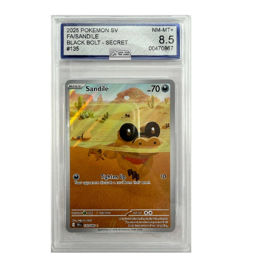 2019 Pokemon Black Bolt Sandile 135/086 AGS NM-MT + 8.5 Preowned